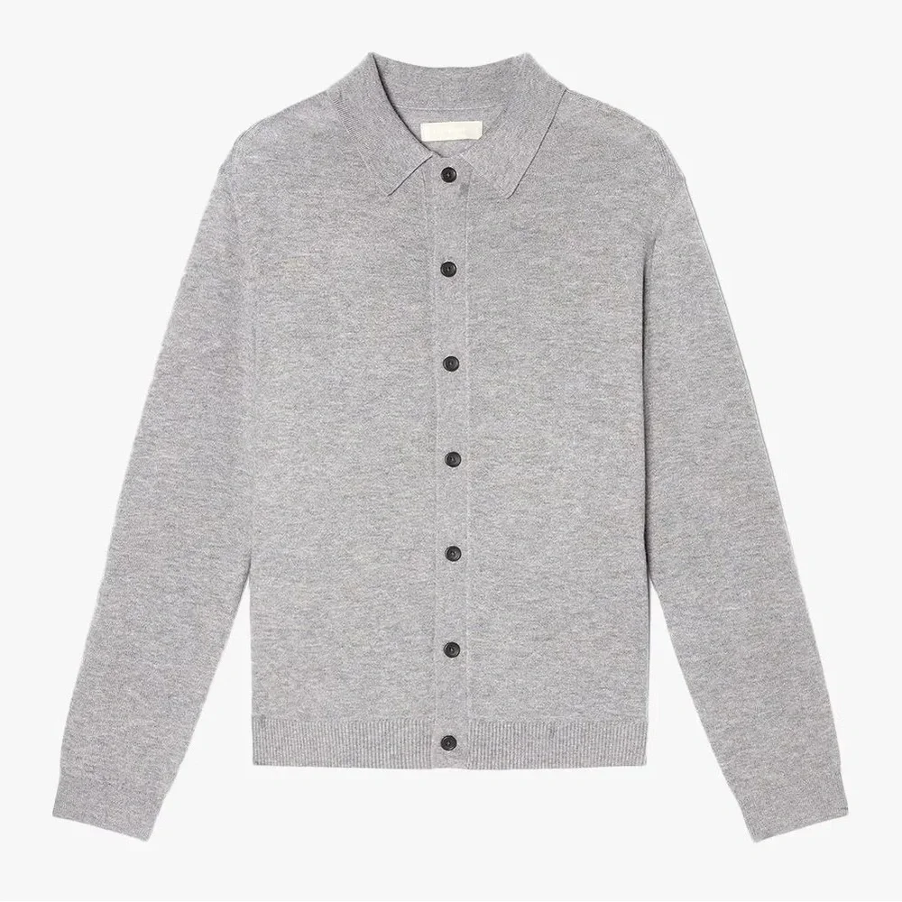Everlane Sweater Polo Wool Yak Blend Collar Cardigan Size XXL NWT Heather Gray - Picture 1 of 3